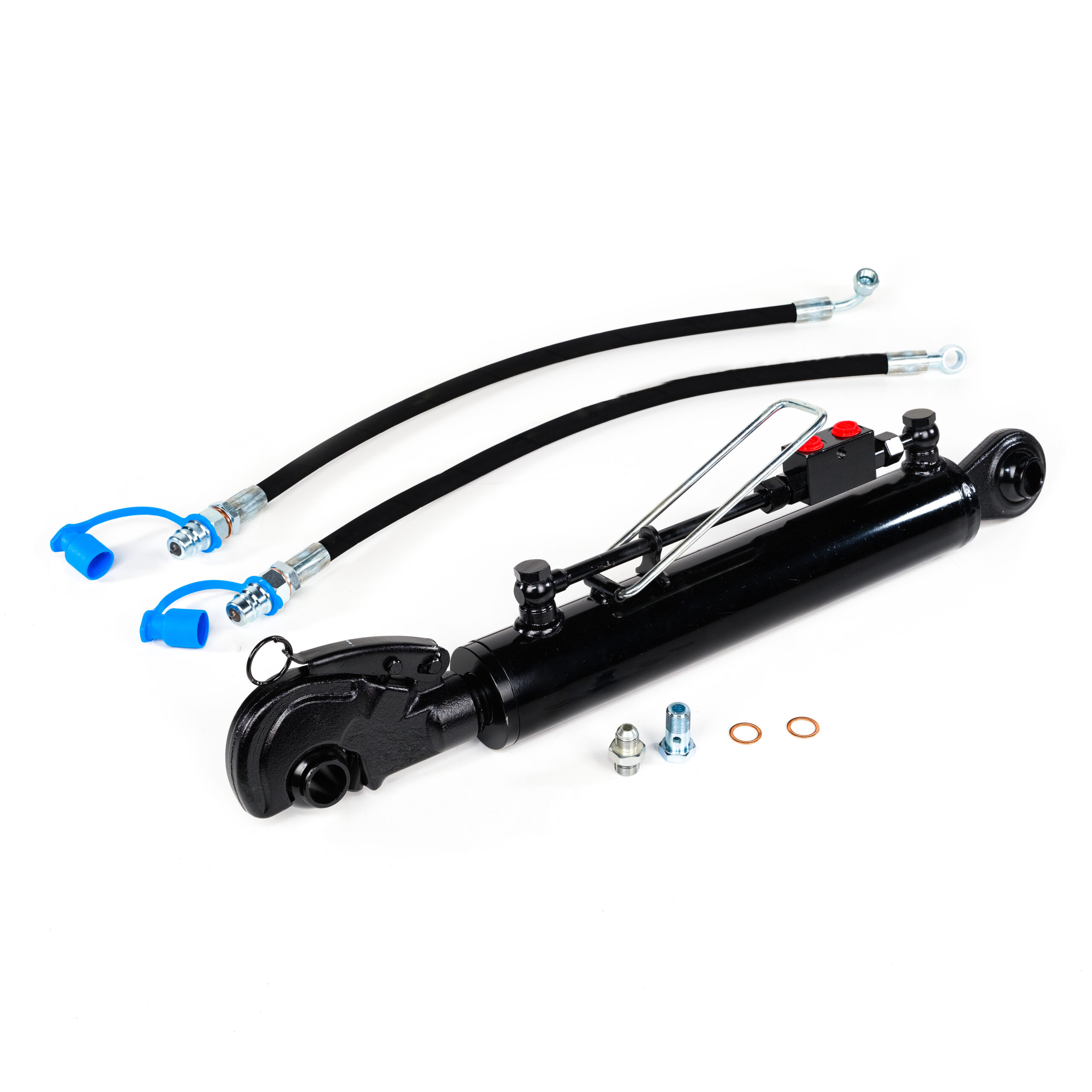 Hydraulic Top Link Cat. 2-2 (24 13/32″ – 36 7/32″) with Hook, Locking Block and 2 x Hoses – Stroke 11 13/16″
